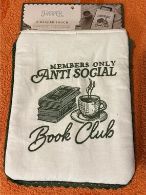 Harper White & Green 'Anti Social Book Club' E-Reader Pouch